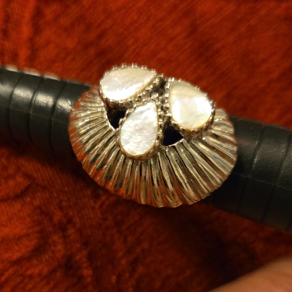 Pave Pearl and Sterling Silver Ring - Picture 1 of 5
